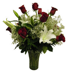 Lilies and Roses from Ladybug's Flowers & Gifts, local florist in Tulsa